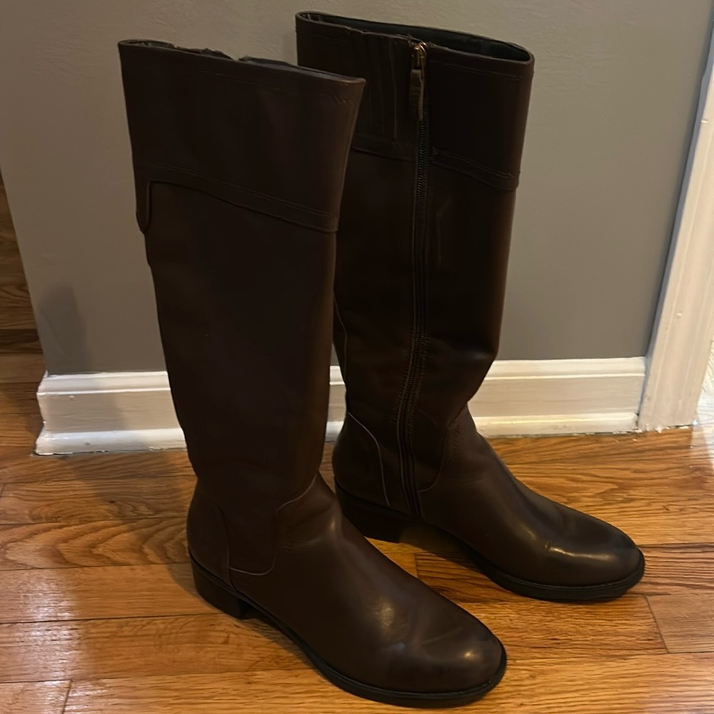 Franco Sarto Boots Carlano Western Brown Leather Tall Riding Boots SZ 8.5